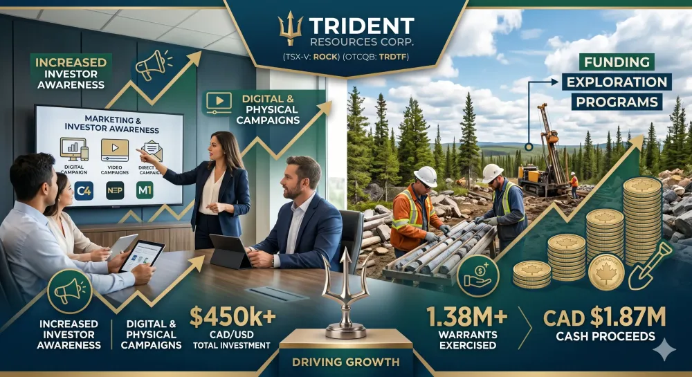 Trident Resources Engages Marketing Groups and Announces the Recent Exercise of 1.38M Warrants for $1.87M in Cash