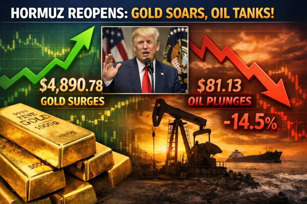 Trump's Hormuz reopening announcement sends gold near $4,900oz, oil sharply lower