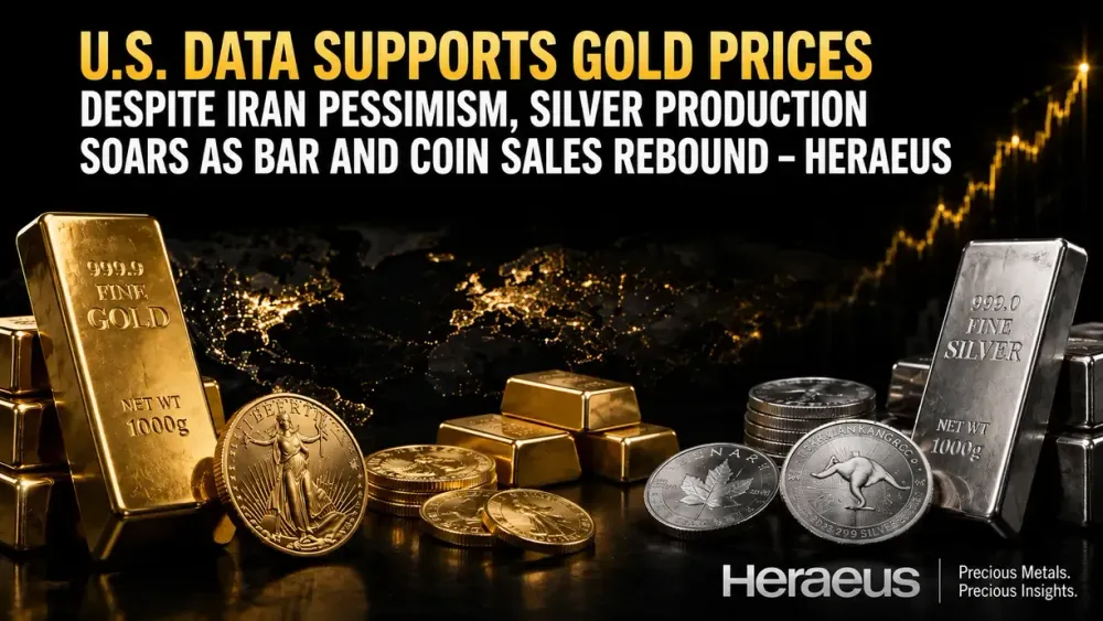U.S. data supports gold prices despite Iran pessimism, silver production soars as bar and coin sales rebound
