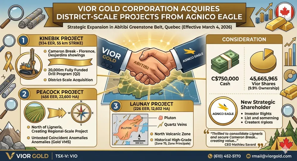 Vior Gold Corporation Announces District Scale Projects Acquisition