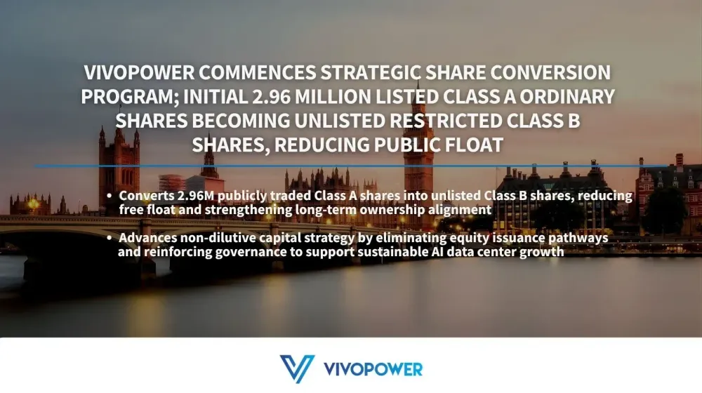 VivoPower Commences Strategic Share Conversion Program