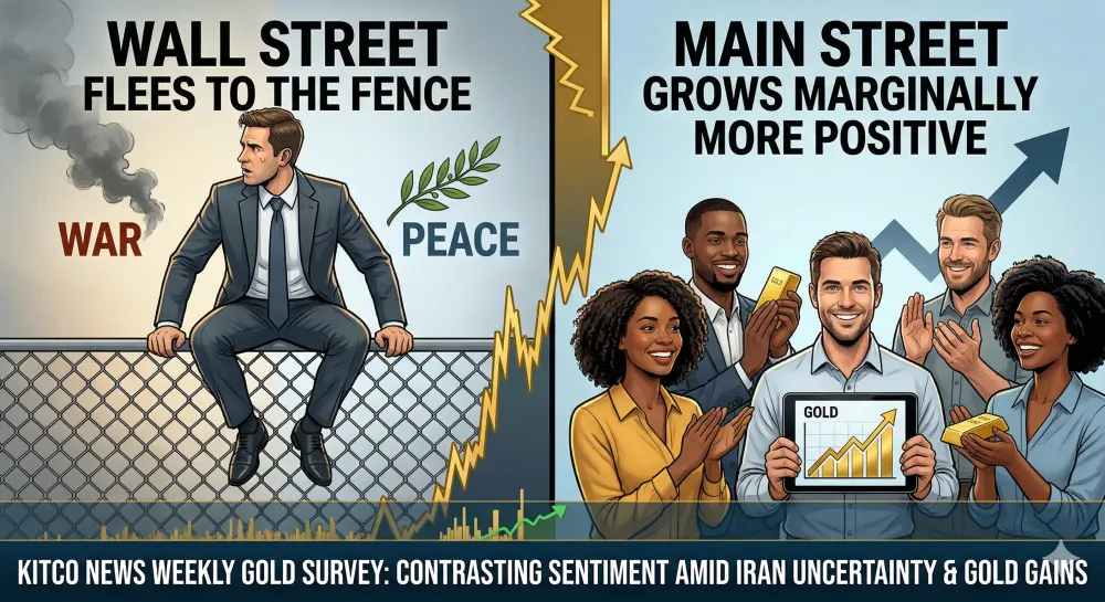 Wall Street flees to the fence after mixed signals on Iran, Main Street grows marginally more positive after gold’s solid gains