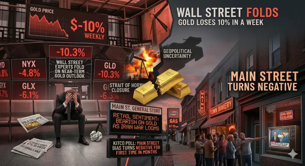 Wall Street folds after gold loses 10% in a week, Main Street turns negative as Iran war escalation looms