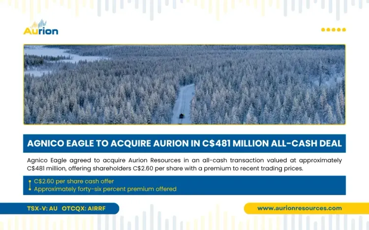 AGNICO EAGLE TO ACQUIRE AURION RESOURCES IN ALL-CASH TRANSACTION FOR APPROXIMATELY C$481 MILLION