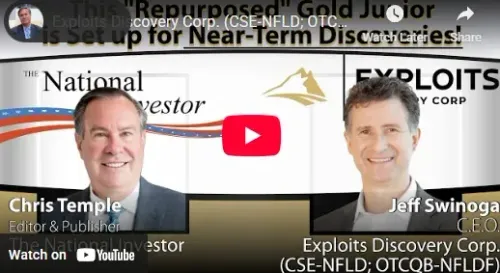 Exploits Discovery Corp. (CSE-NFLD; OTCQB-NFLDF) profile video with C.E.O. Jeff Swinoga